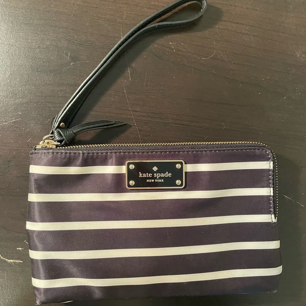 Double Zip Clutch Dawn Sailing Stripe Wristlet
